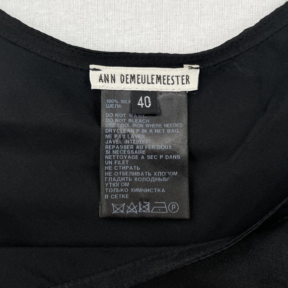 ANN DEMEULEMEESTER Dress Womens 40 Small Black Asymmetrical Neckline Silk Maxi - Picture 8 of 11